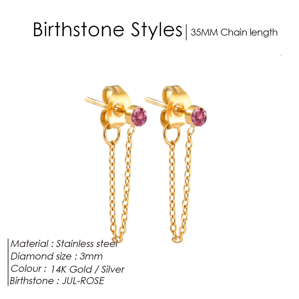 Birthstone Chain Earring