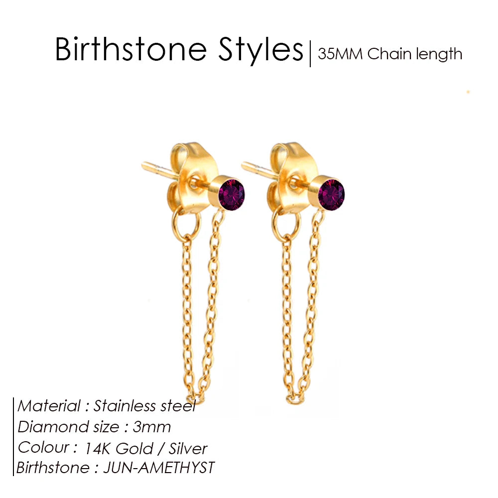 Birthstone Chain Earring