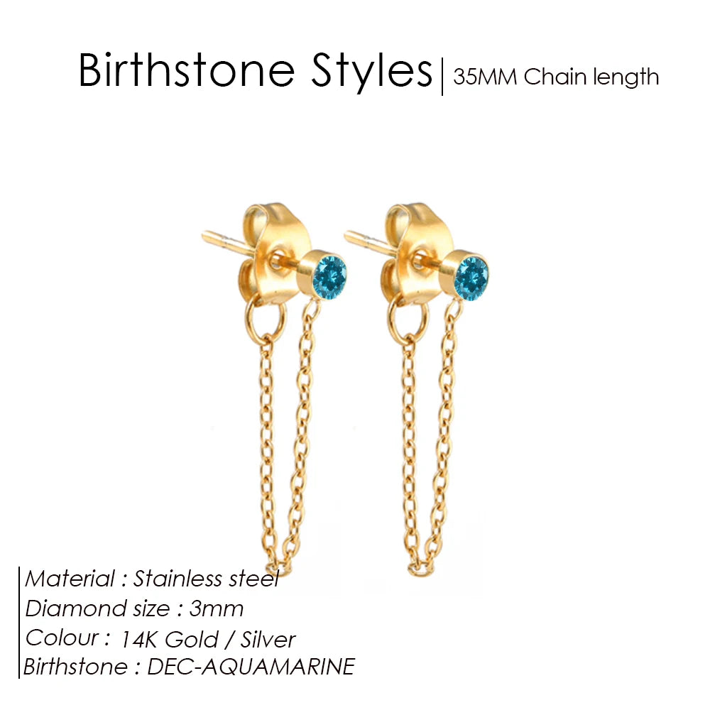 Birthstone Chain Earring