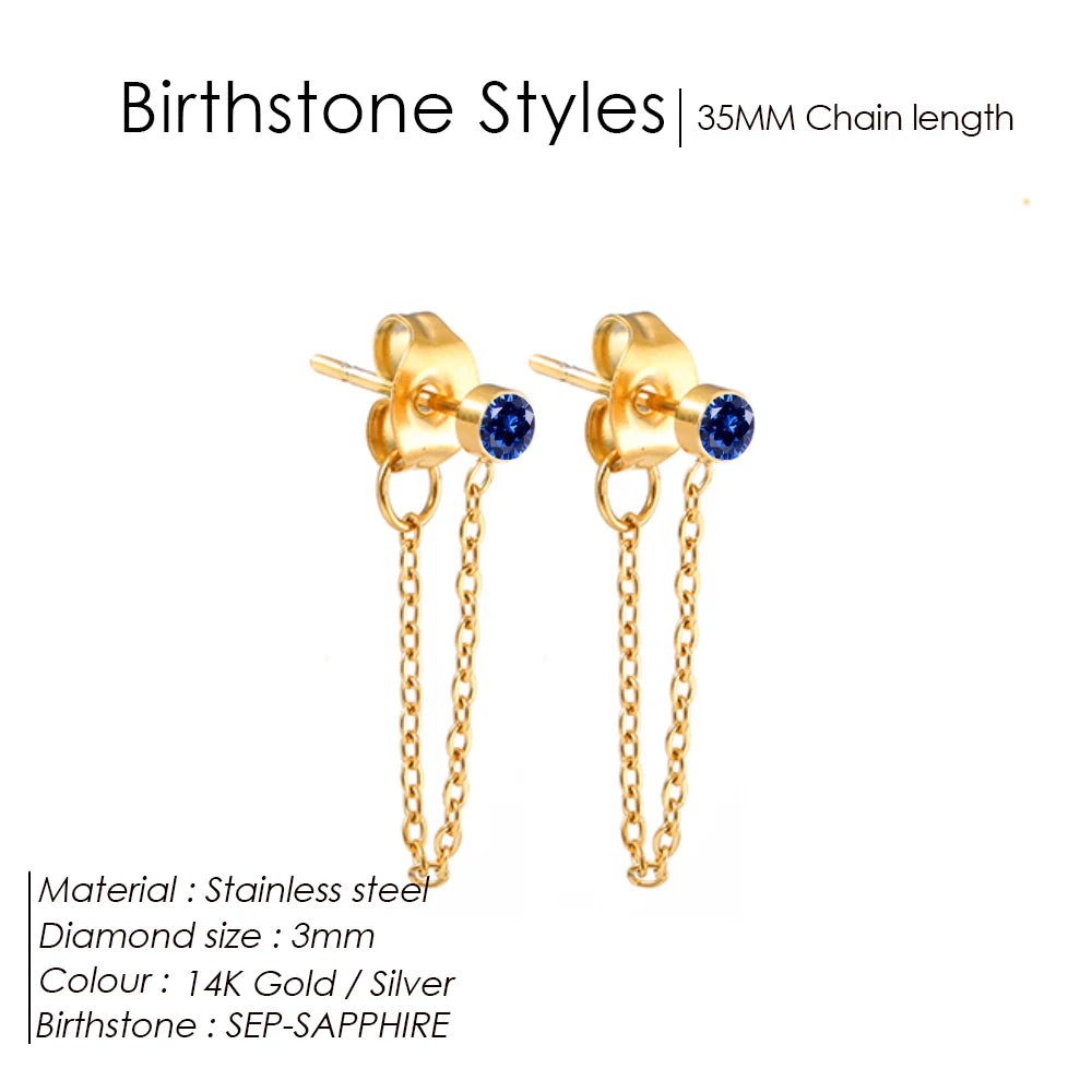 Birthstone Chain Earring