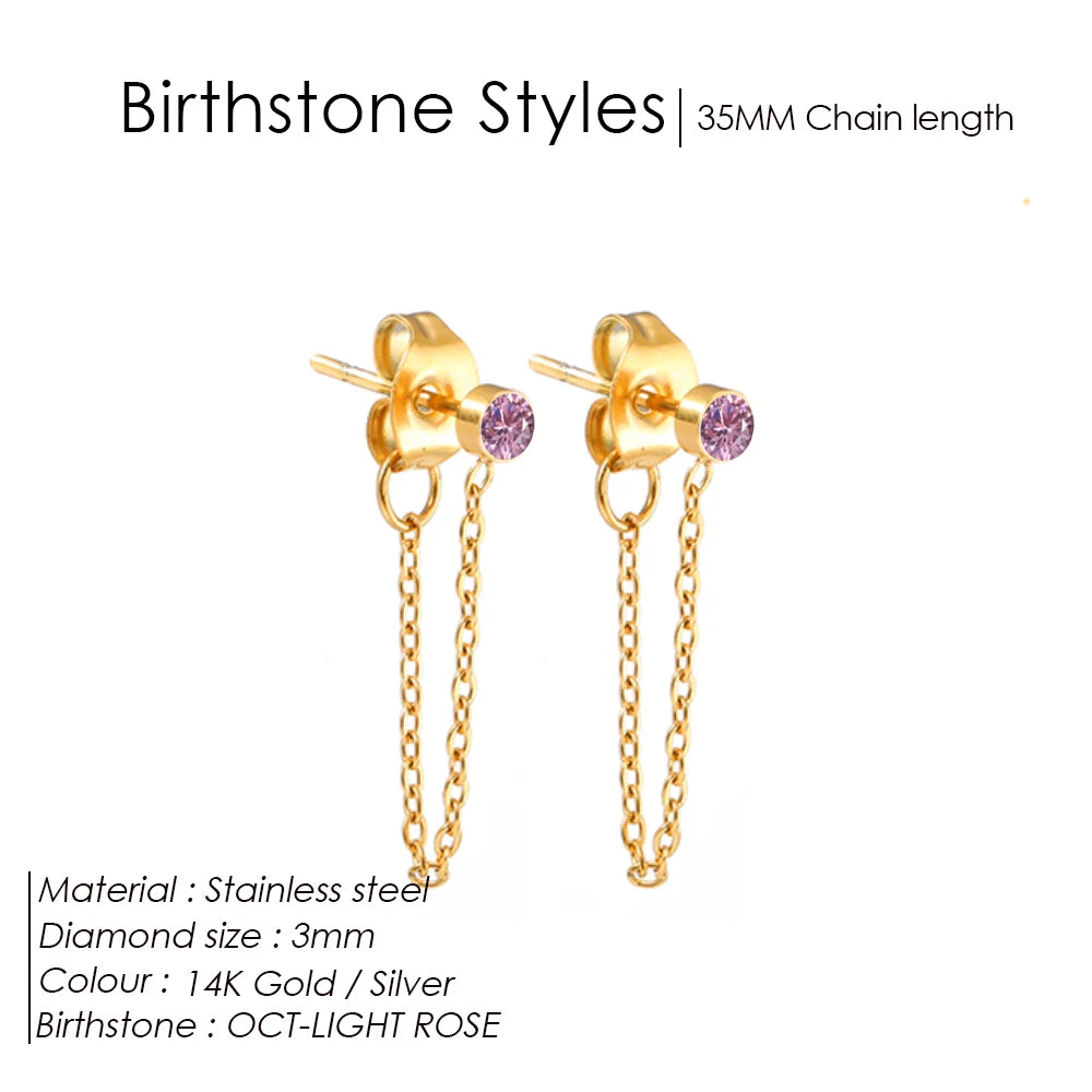 Birthstone Chain Earring