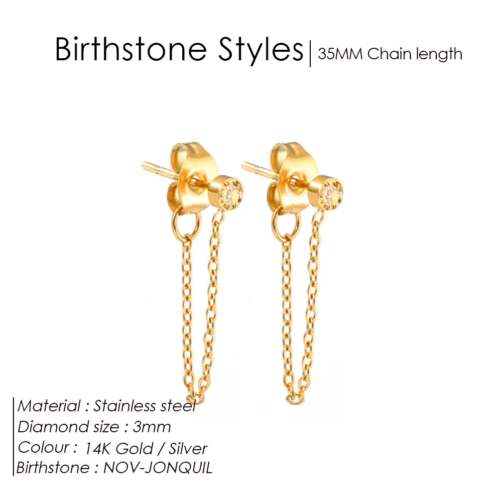 Birthstone Chain Earring