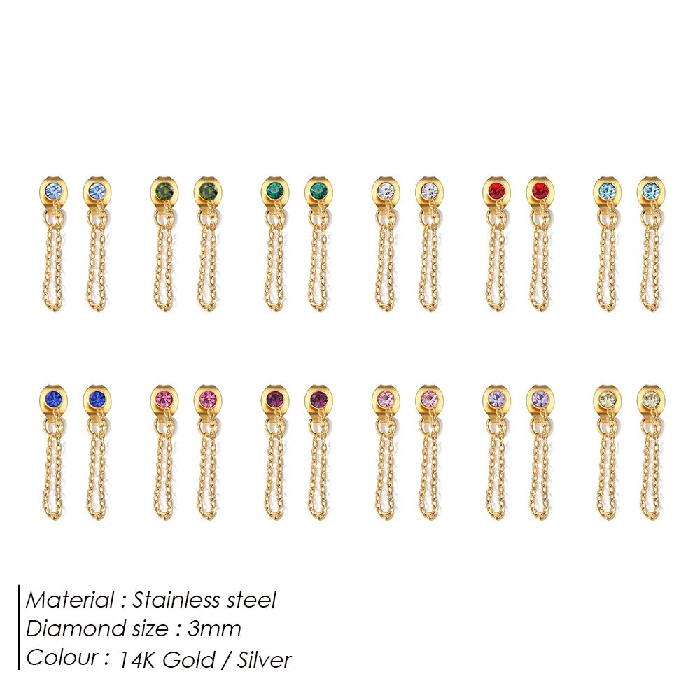 Birthstone Chain Earring